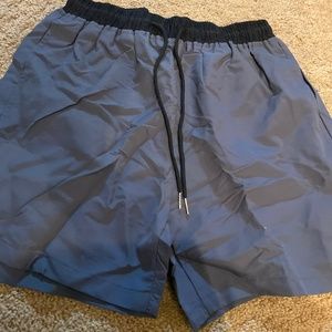 Me s Sz small S gray black swim trunks suit mesh lined NEE